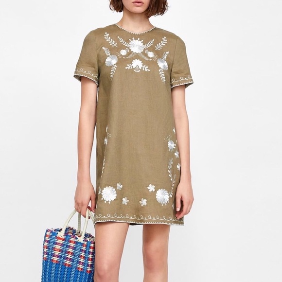 Zara Dresses & Skirts - Zara Linen Embroidered Dress